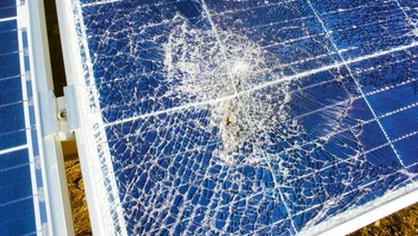 a broken solar panel
