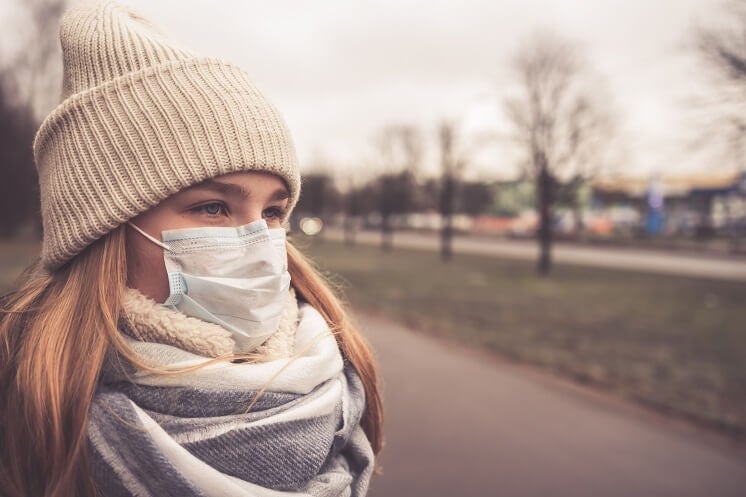 woman wearing mask