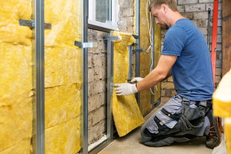 man installing solid wall insulation