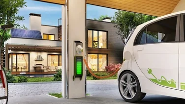 solar panels charging electrical vehicle