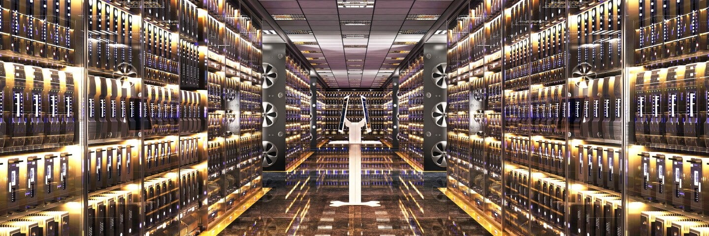 a bitcoin server room