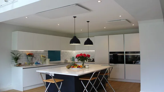 Ceiling-mounted infrared heating panels by Herschel