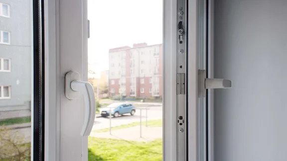 Open white plastic window