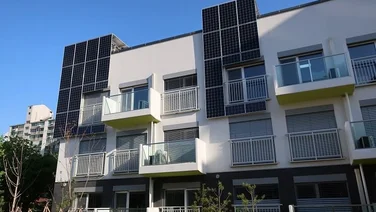 solar panels on wall of two semi-detached homes