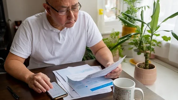 A senior man holding his head trying to cope the raising cost of energy and tax bills