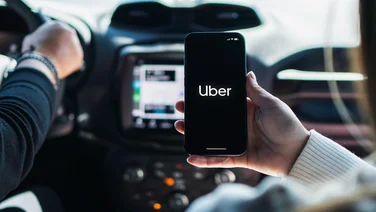 Uber app in an Uber