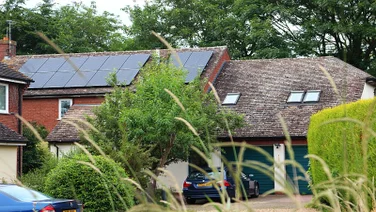 Solar panels on a house.
