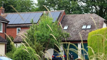 Solar panels on a house.