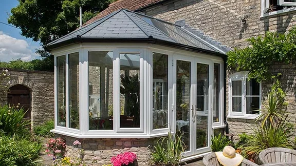 Solid conservatory roof.