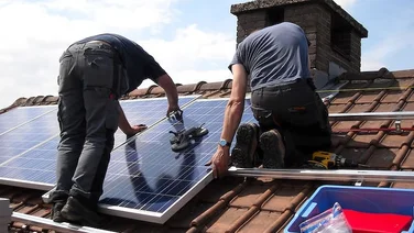 Solar panels being installed.