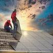 Solar panels being installed on a roof